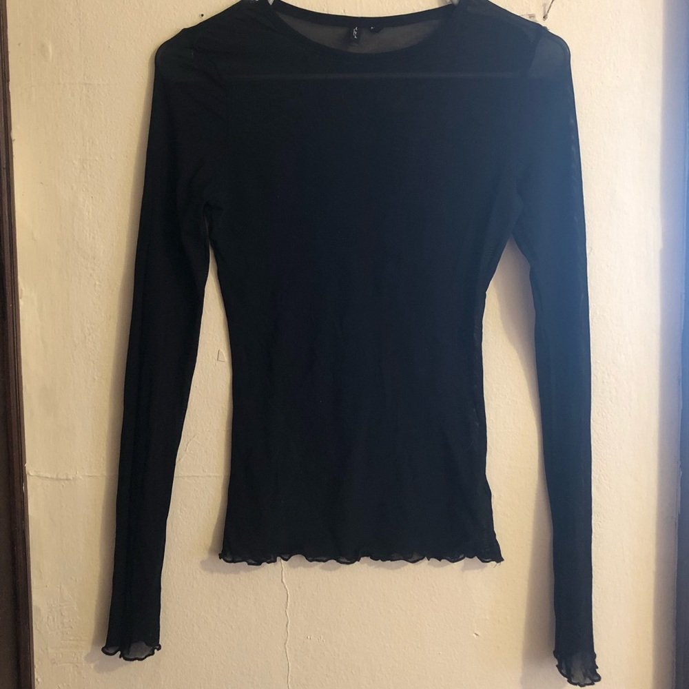 Mesh Black Long-Sleeve Shirt